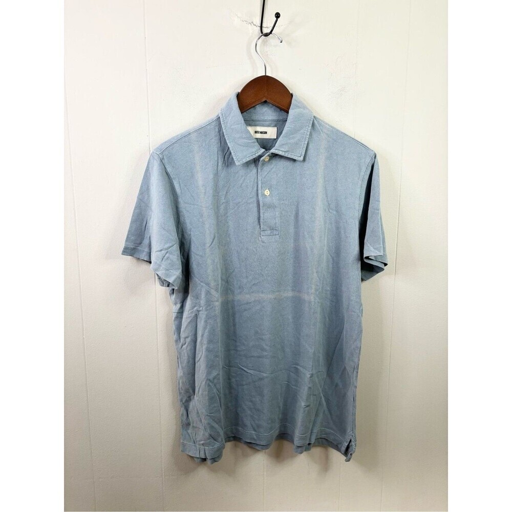 Buck Mason blue indigo dipped cotton polo size M new flaw